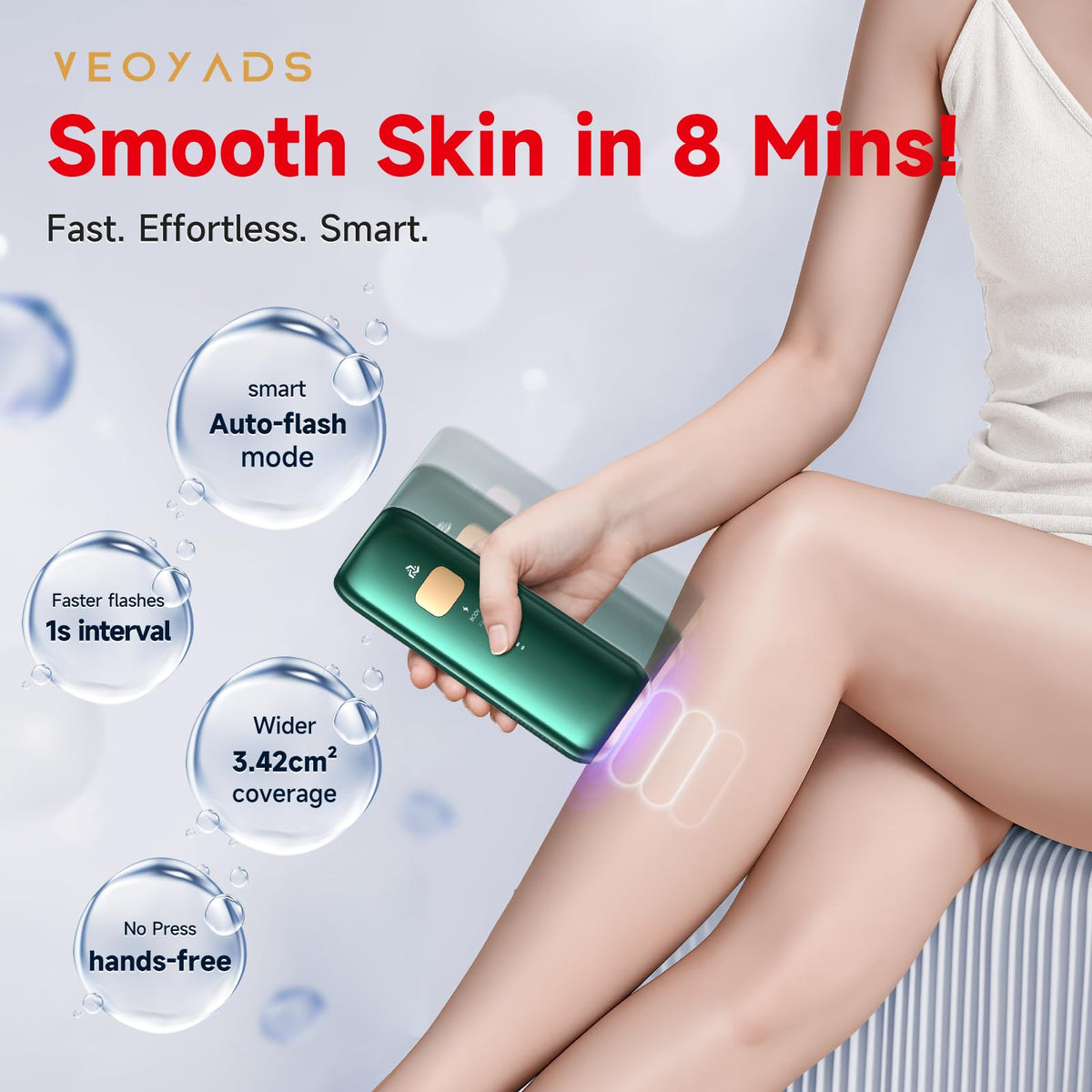 Veoyads Salon-Grade IPL Laser Hair Removal Device Ice Cooling System DEMO