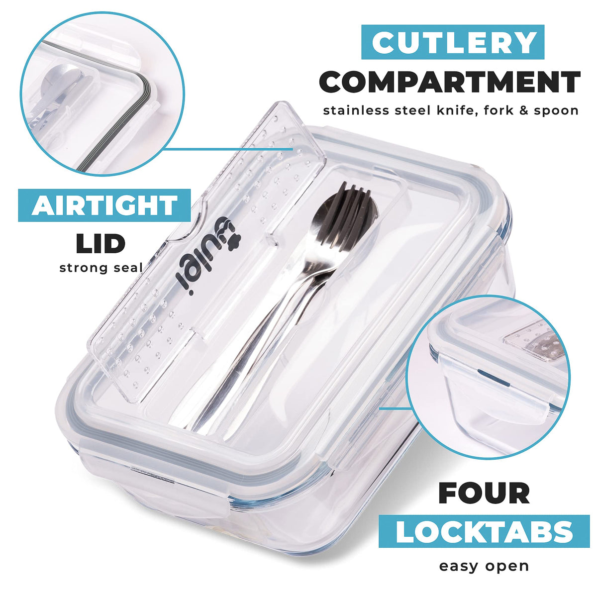 Igluu Meal Container Sets Prep Glass Containers 3Pc 1L with Lids DEMO