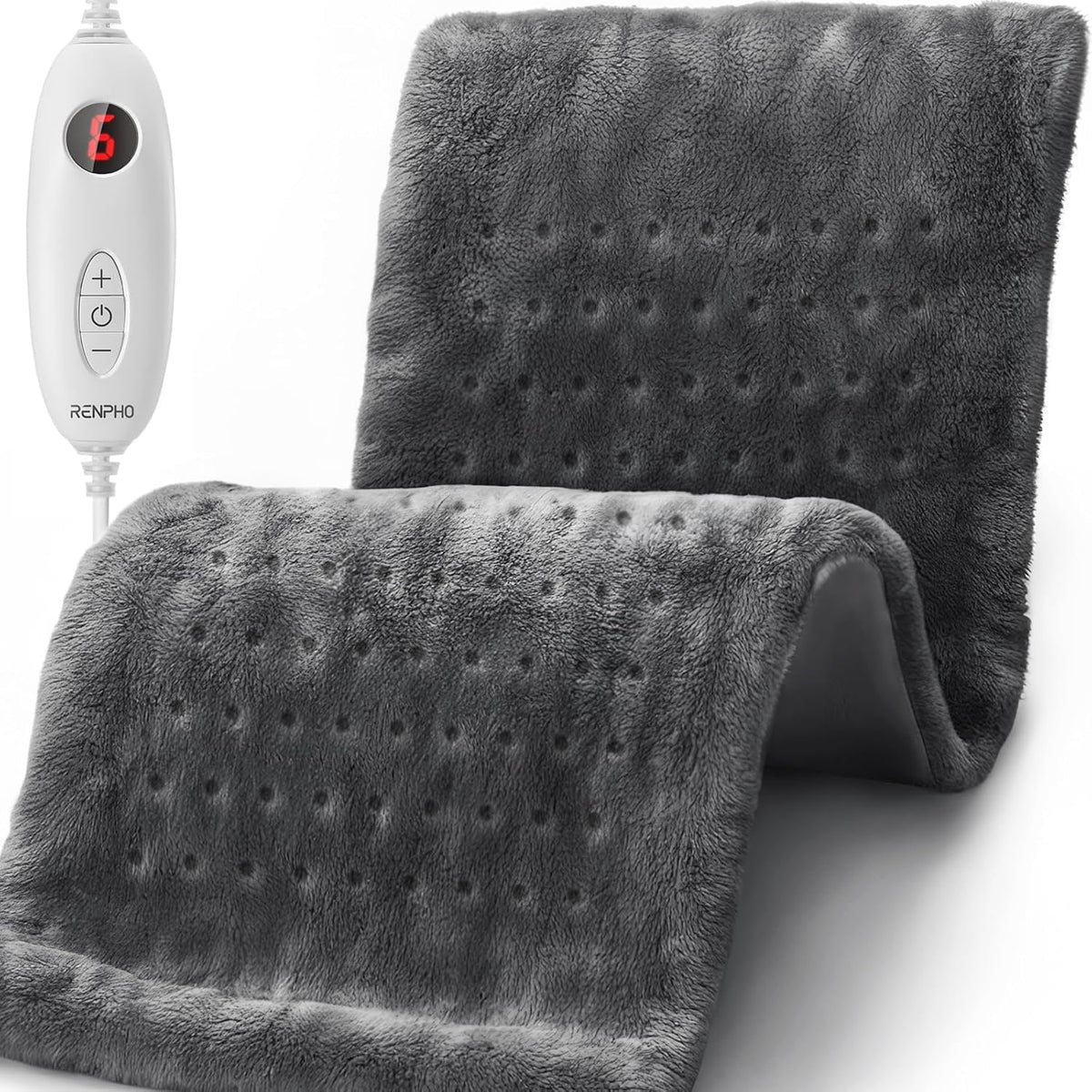 RENPHO Electric Heating Pad Back Pain Relief Soft Gray Therapeutic DEMO
