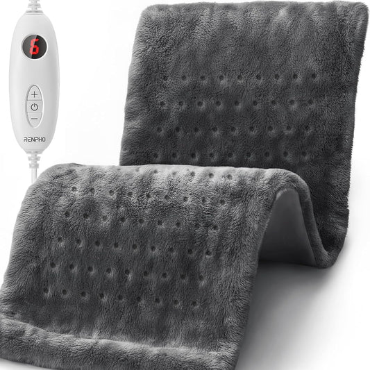 RENPHO Electric Heating Pad Back Pain Relief Soft Gray Therapeutic DEMO
