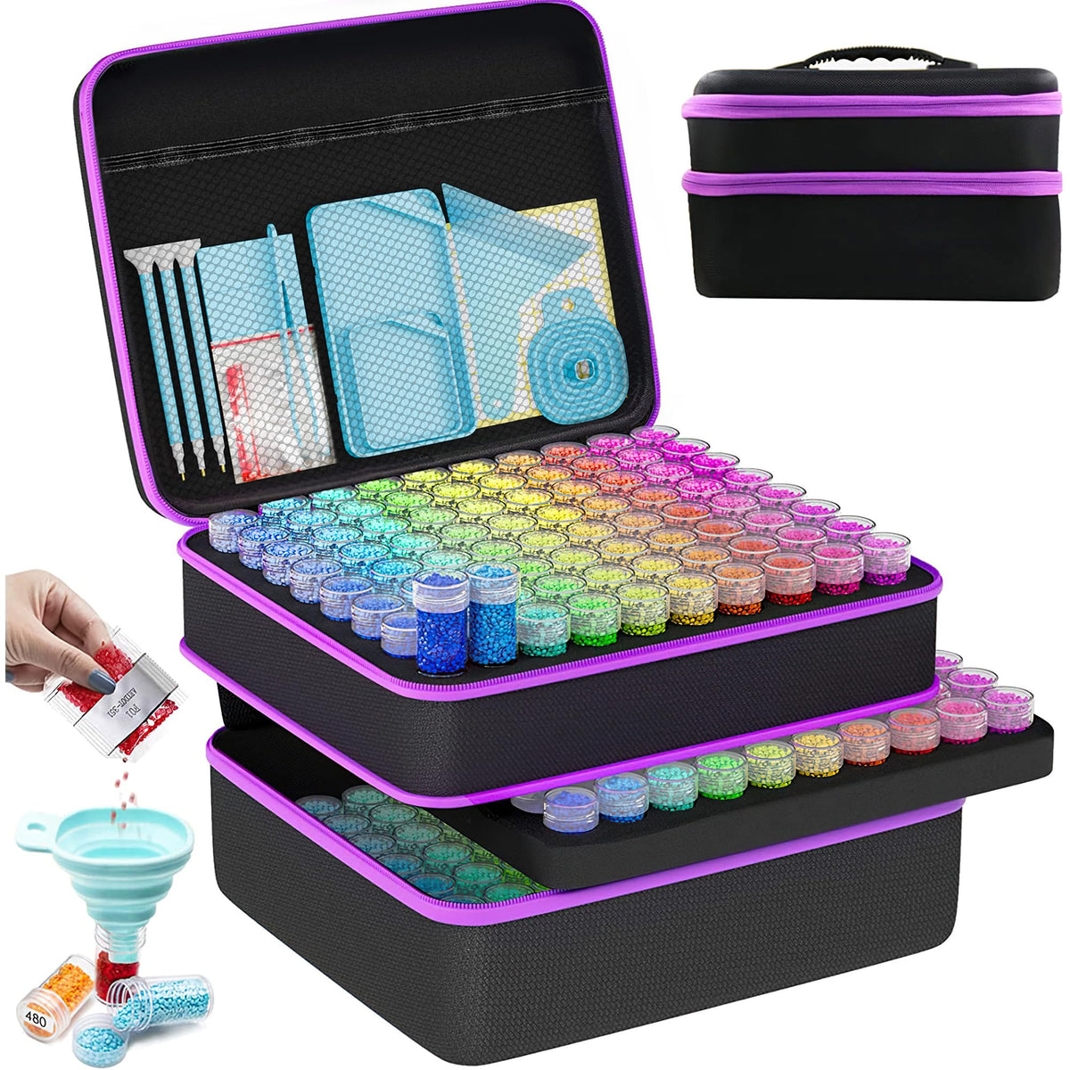ARTDOT Diamond Painting Storage Box 240 Slots Black XLarge Organizer DEMO