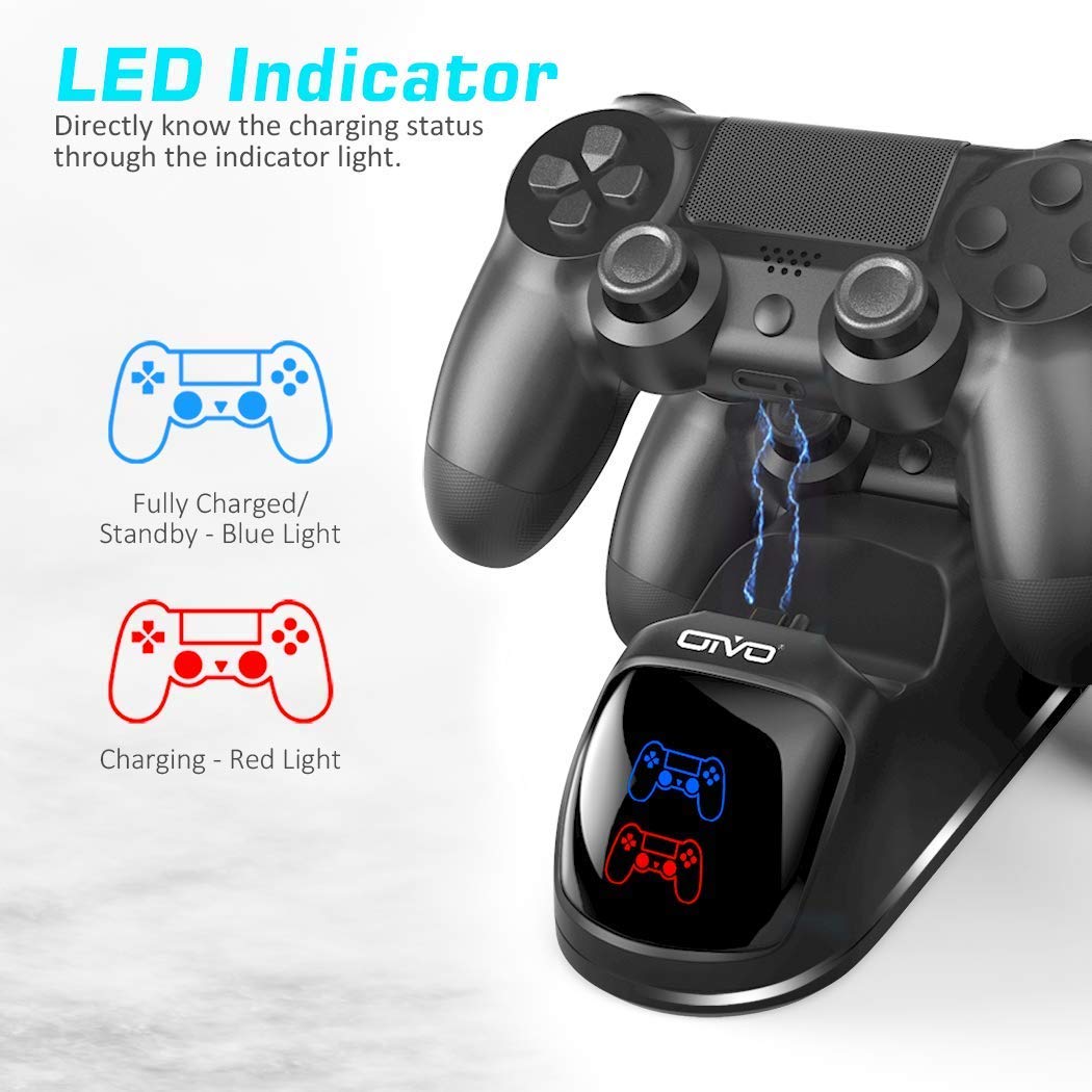 OIVO PS4 Accessories Controller Charger Dock Fast Charging Cable Black NEW