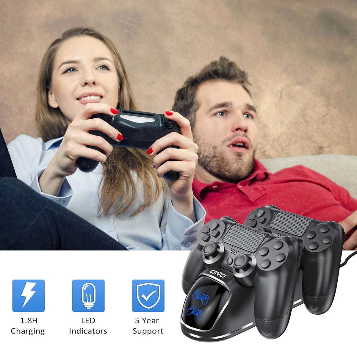 OIVO PS4 Accessories Controller Charger Dock Fast Charging Cable Black NEW