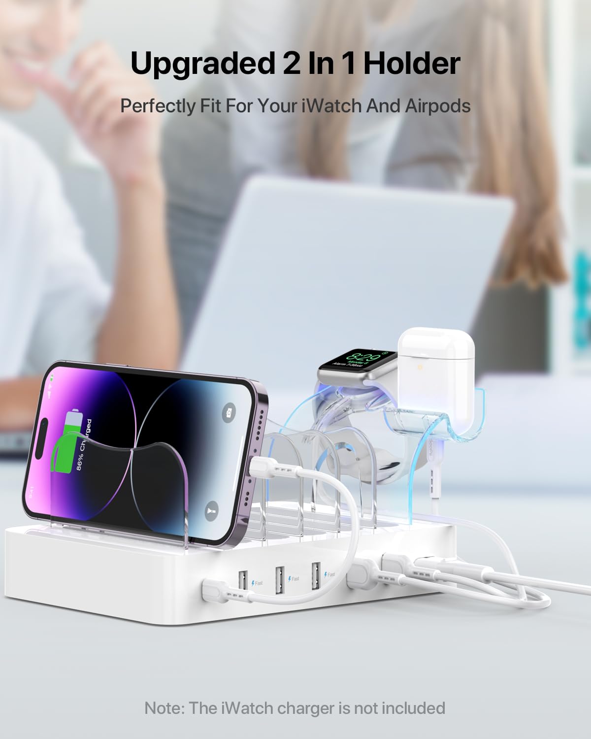 SOOPII 60W Mains Chargers 6-Port USB-C Fast Charging Station White - Multi DEMO