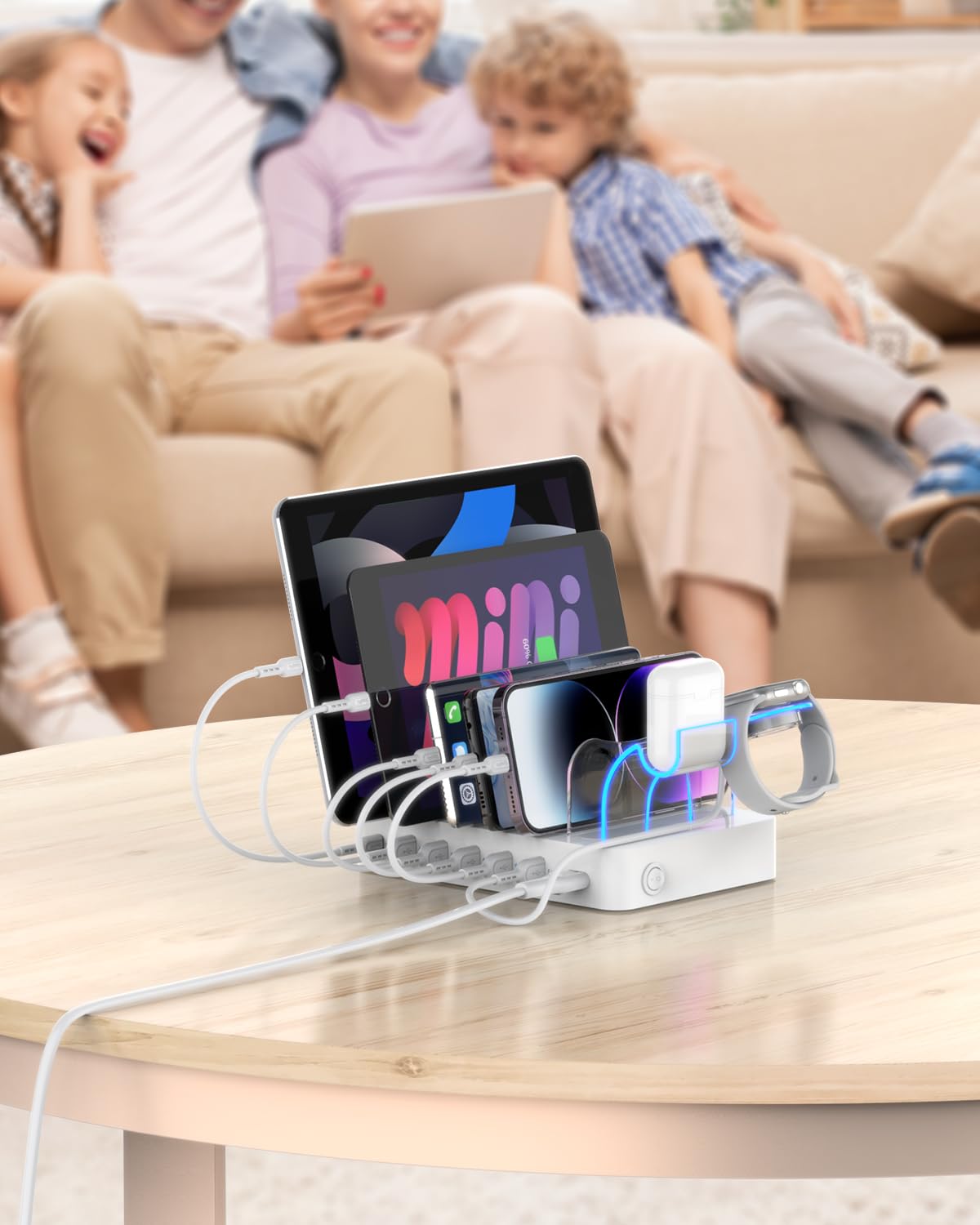 SOOPII 60W Mains Chargers 6-Port USB-C Fast Charging Station White - Multi DEMO
