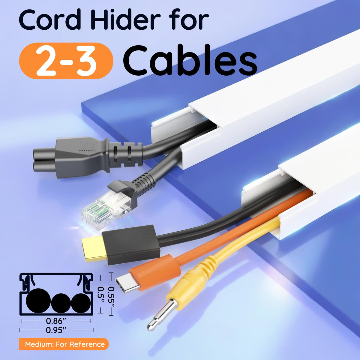 Delamu White Cable Sleeves Cord Hider Wall TV Wire Cover 254 Inch NEW