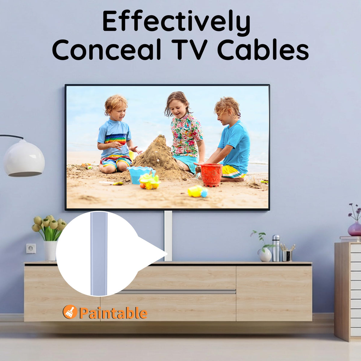 Delamu White Cable Sleeves Cord Hider Wall TV Wire Cover 254 Inch NEW