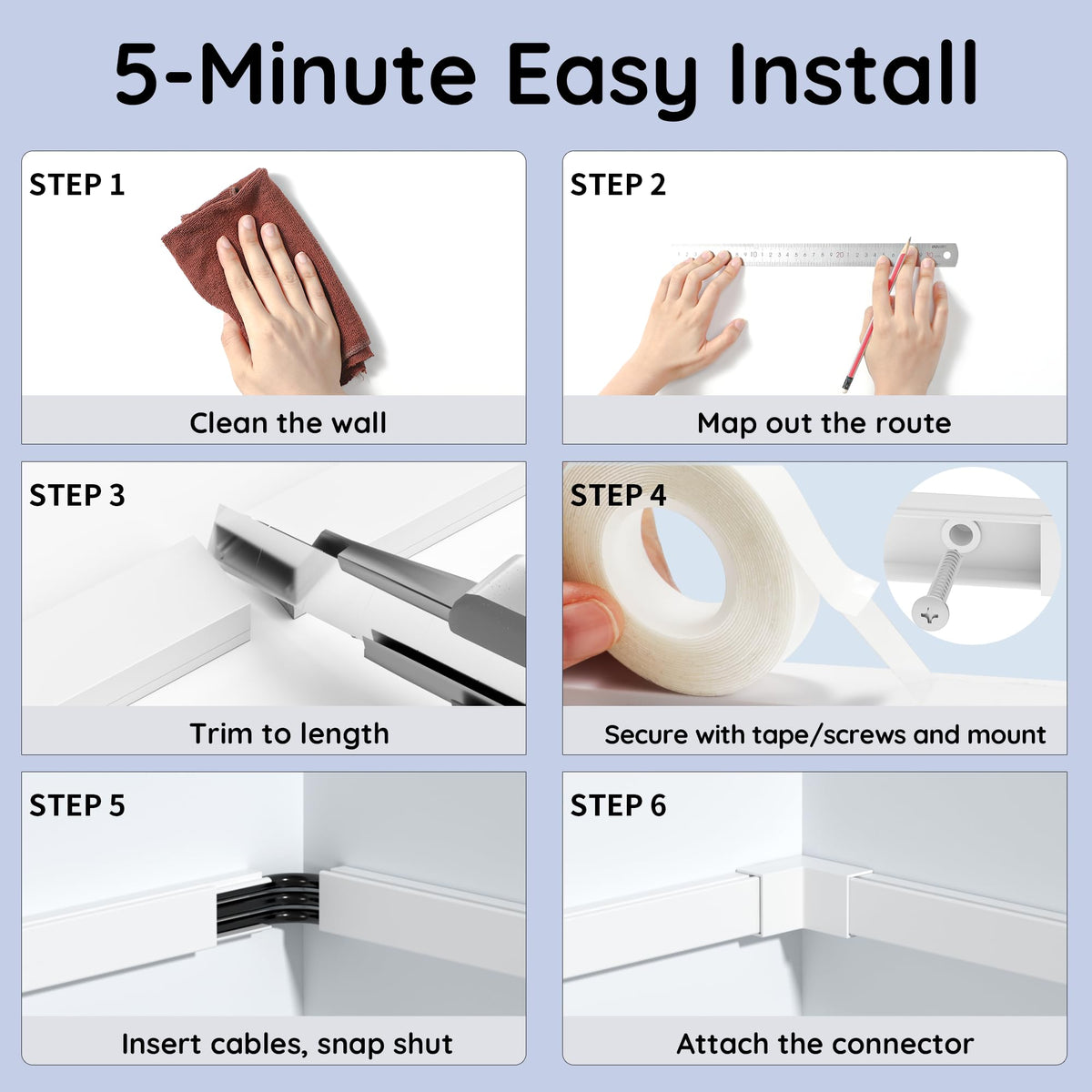 Delamu White Cable Sleeves Cord Hider Wall TV Wire Cover 254 Inch NEW