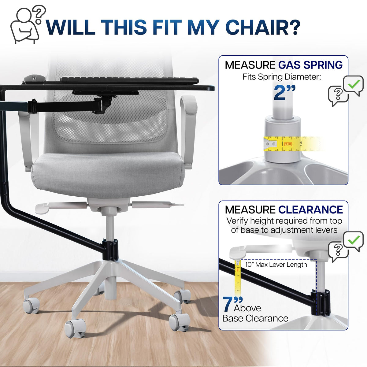 VIVO Ergonomic Office Chair Keyboard Tray Mount Black Alloy Steel NEW