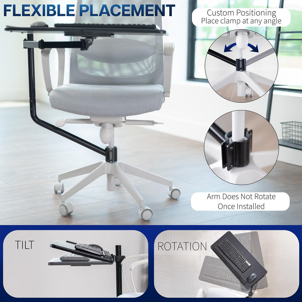 VIVO Ergonomic Office Chair Keyboard Tray Mount Black Alloy Steel NEW