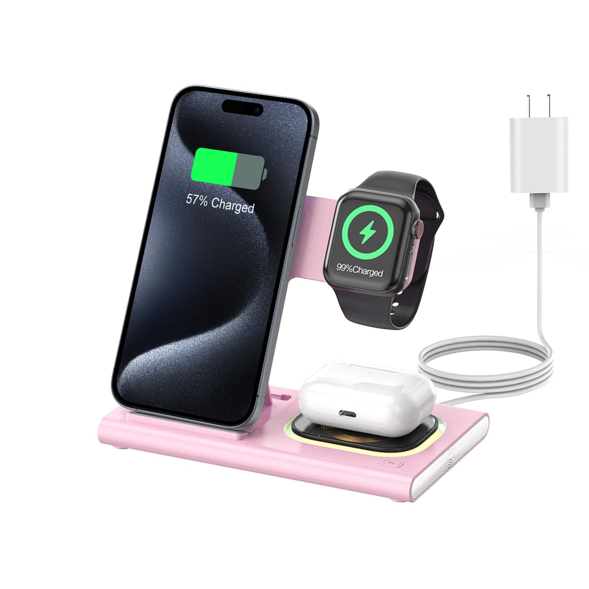 KARTICE 3 Induction Chargers in 1 Wireless Charging Station for iPhone NEW