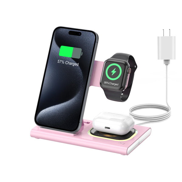 KARTICE 3 Induction Chargers in 1 Wireless Charging Station for iPhone NEW