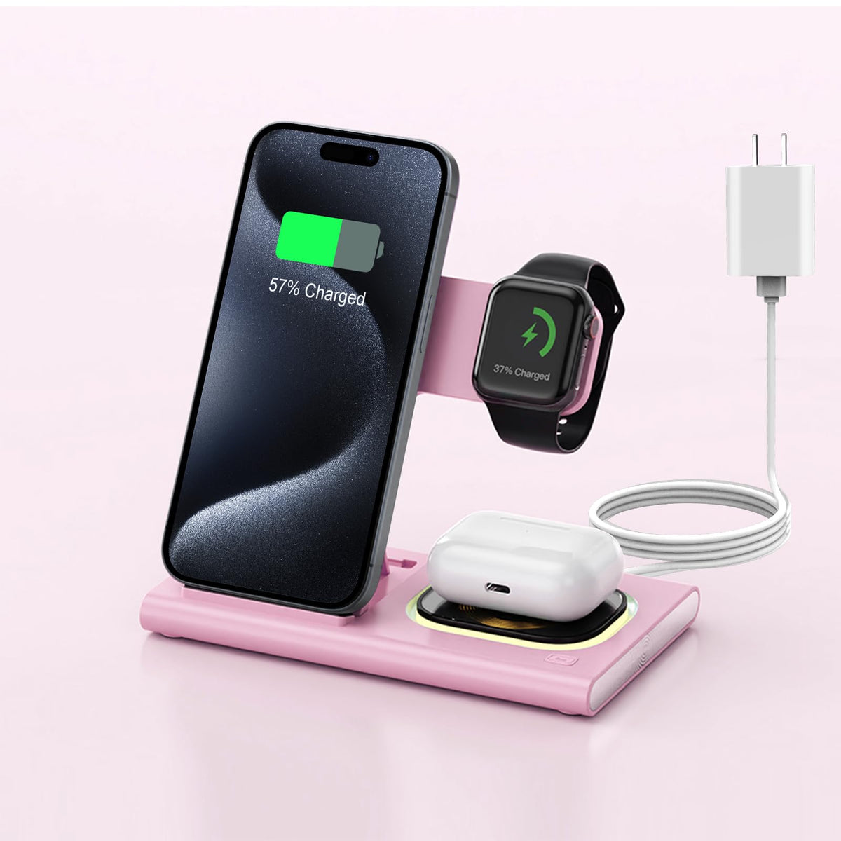 KARTICE 3 Induction Chargers in 1 Wireless Charging Station for iPhone NEW