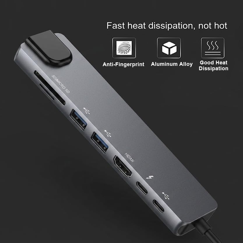 Yotsuba USB USB Hubs C Hub 8-in-1 4K HDMI Ethernet Card Reader Silver NEW