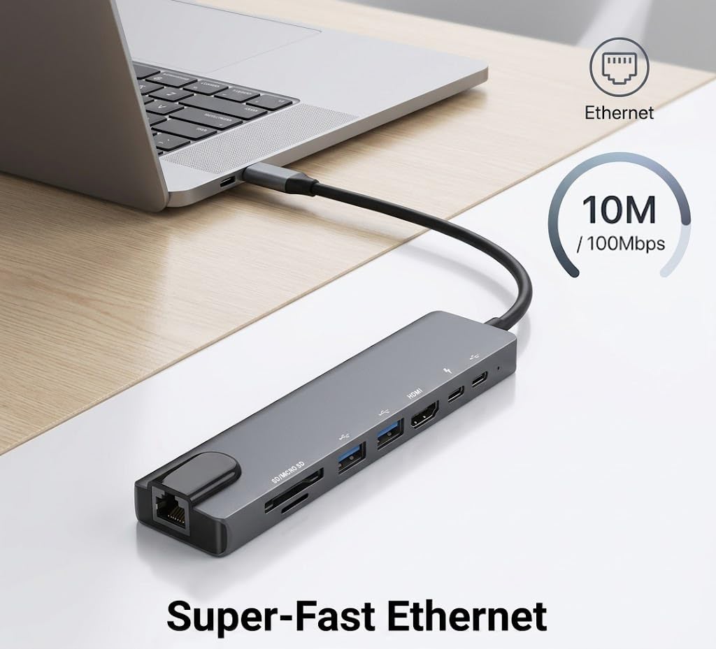 Yotsuba USB USB Hubs C Hub 8-in-1 4K HDMI Ethernet Card Reader Silver NEW