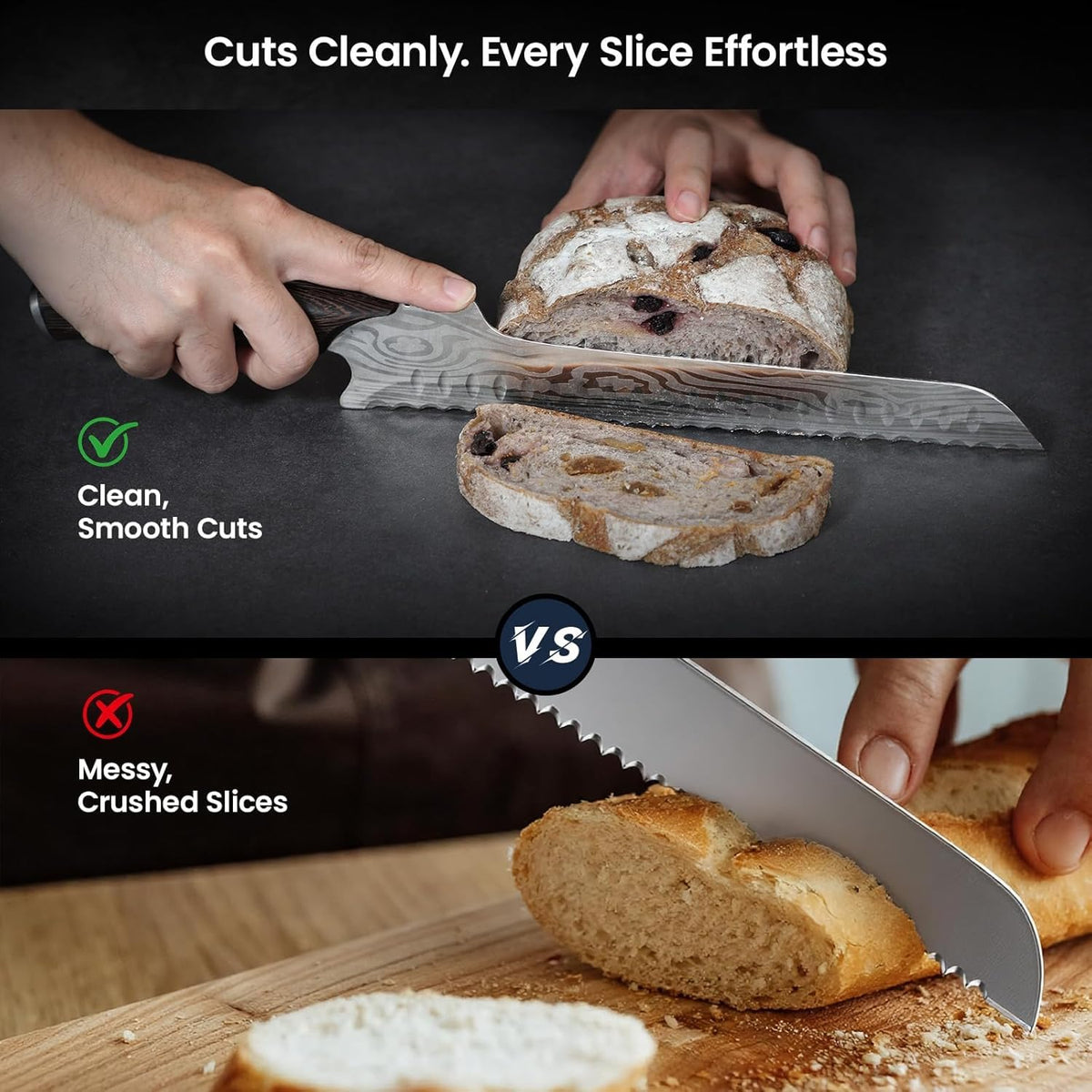 SYOKAMI Offset Kitchen Knives Bread Knife High Carbon Stainless Steel Brown NEW