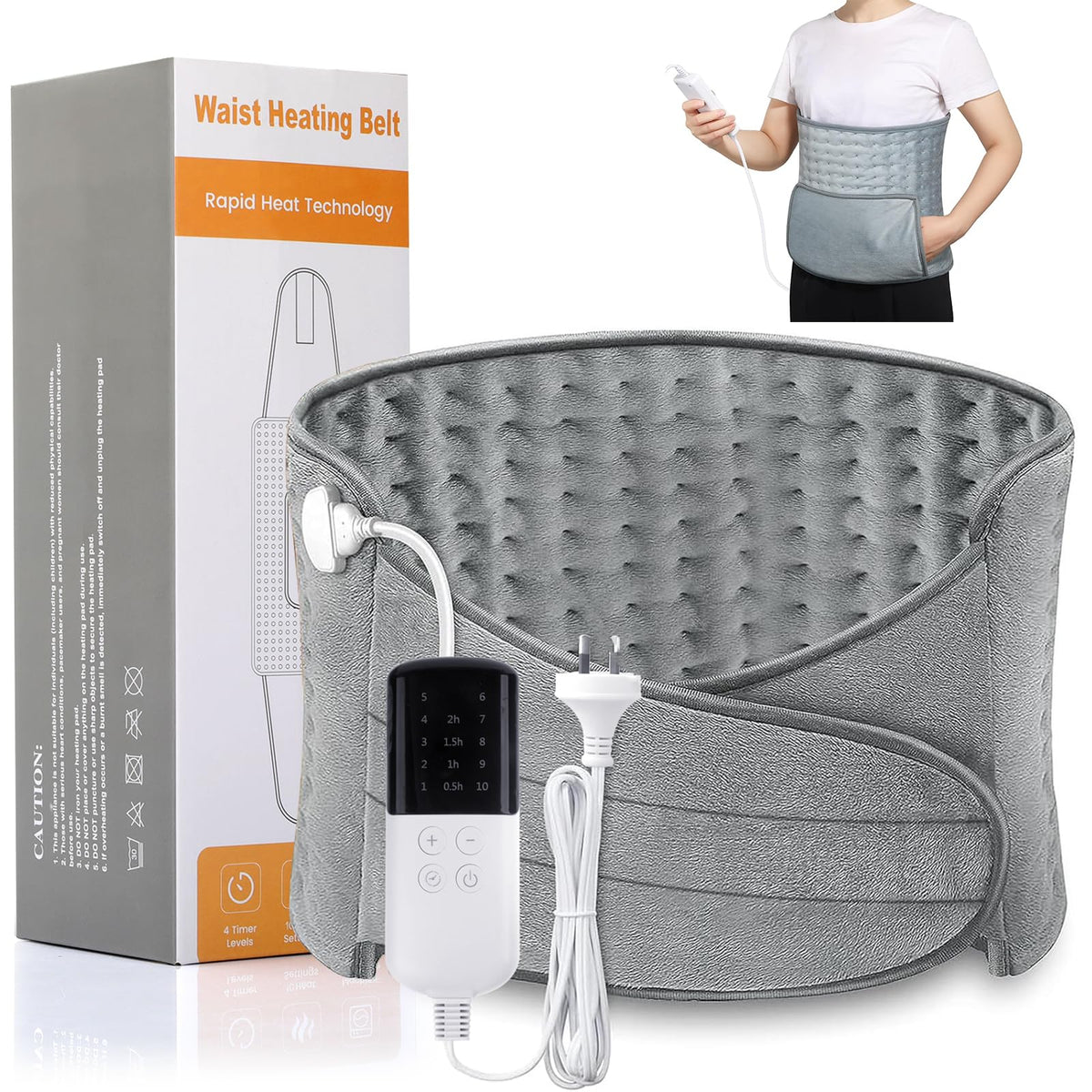 Koreal Electric Heating Pad for Back Pain Relief - Grey NEW
