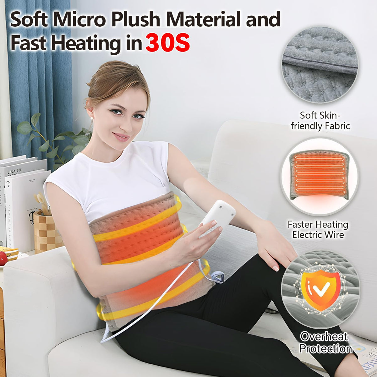 Koreal Electric Heating Pad for Back Pain Relief - Grey NEW