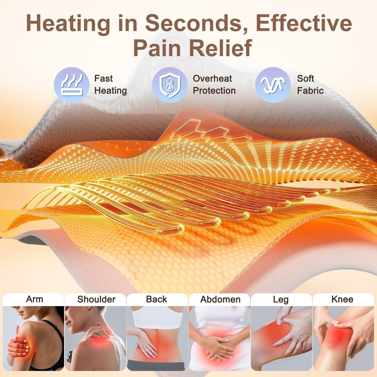 Koreal Electric Heating Pad for Back Pain Relief - Grey NEW