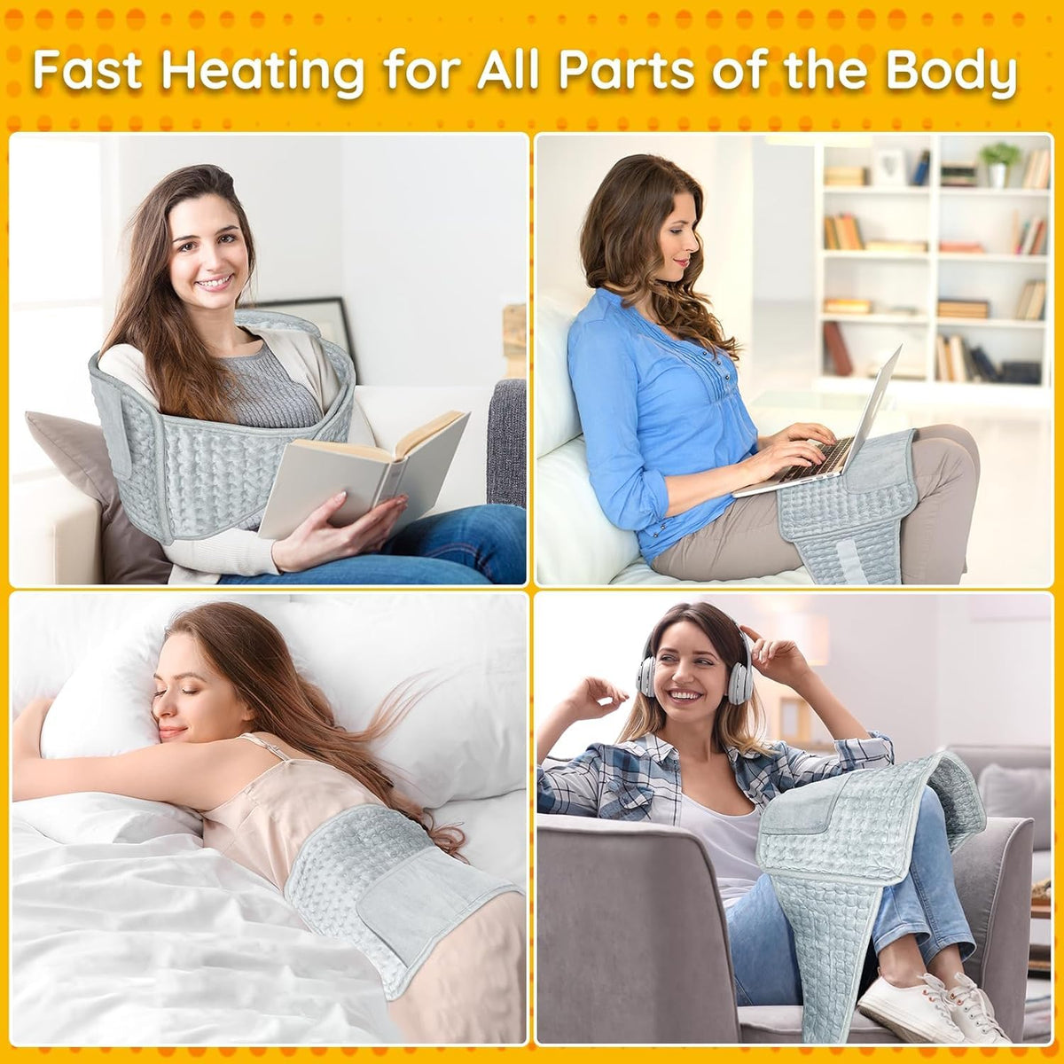 Koreal Electric Heating Pad for Back Pain Relief - Grey NEW
