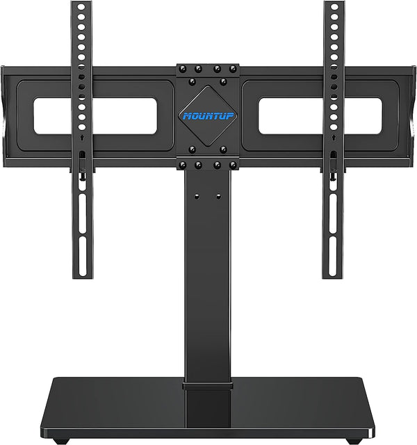 MOUNTUP Universal TV Stand Tempered Glass 37-65 Inch Black NEW