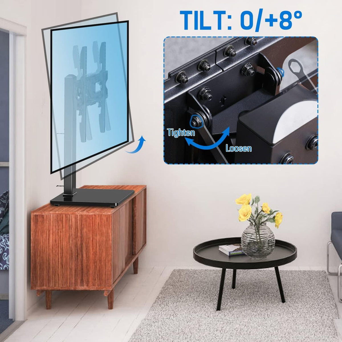 MOUNTUP Universal TV Stand Tempered Glass 37-65 Inch Black NEW