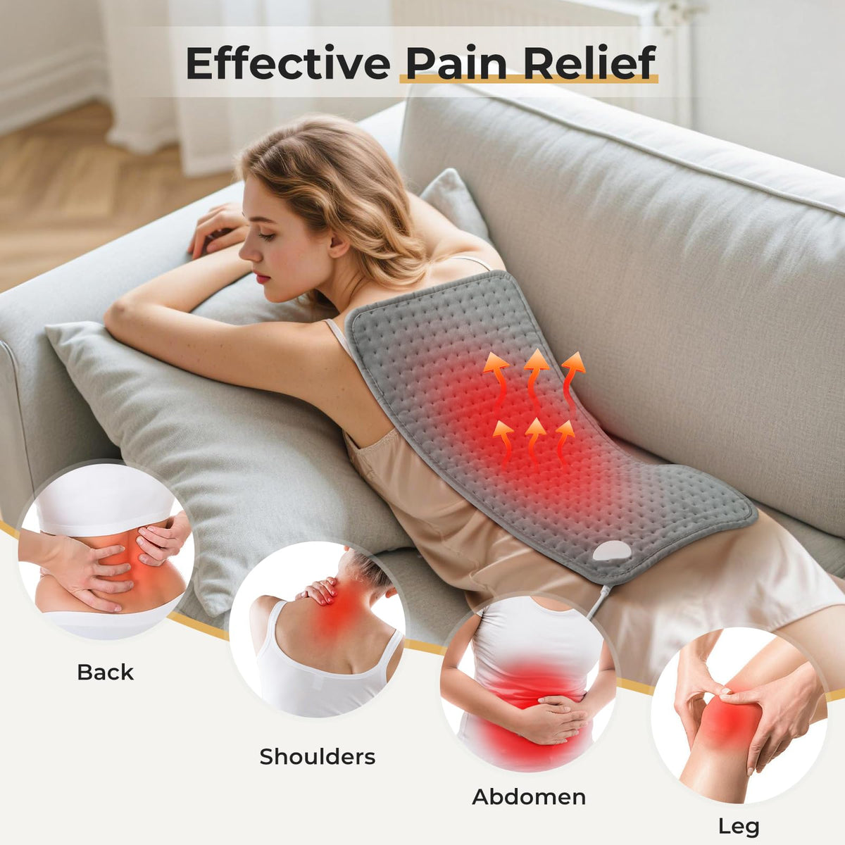 Halpilt Electric Heating Pad for Back Pain Relief - Grey 30x60cm NEW