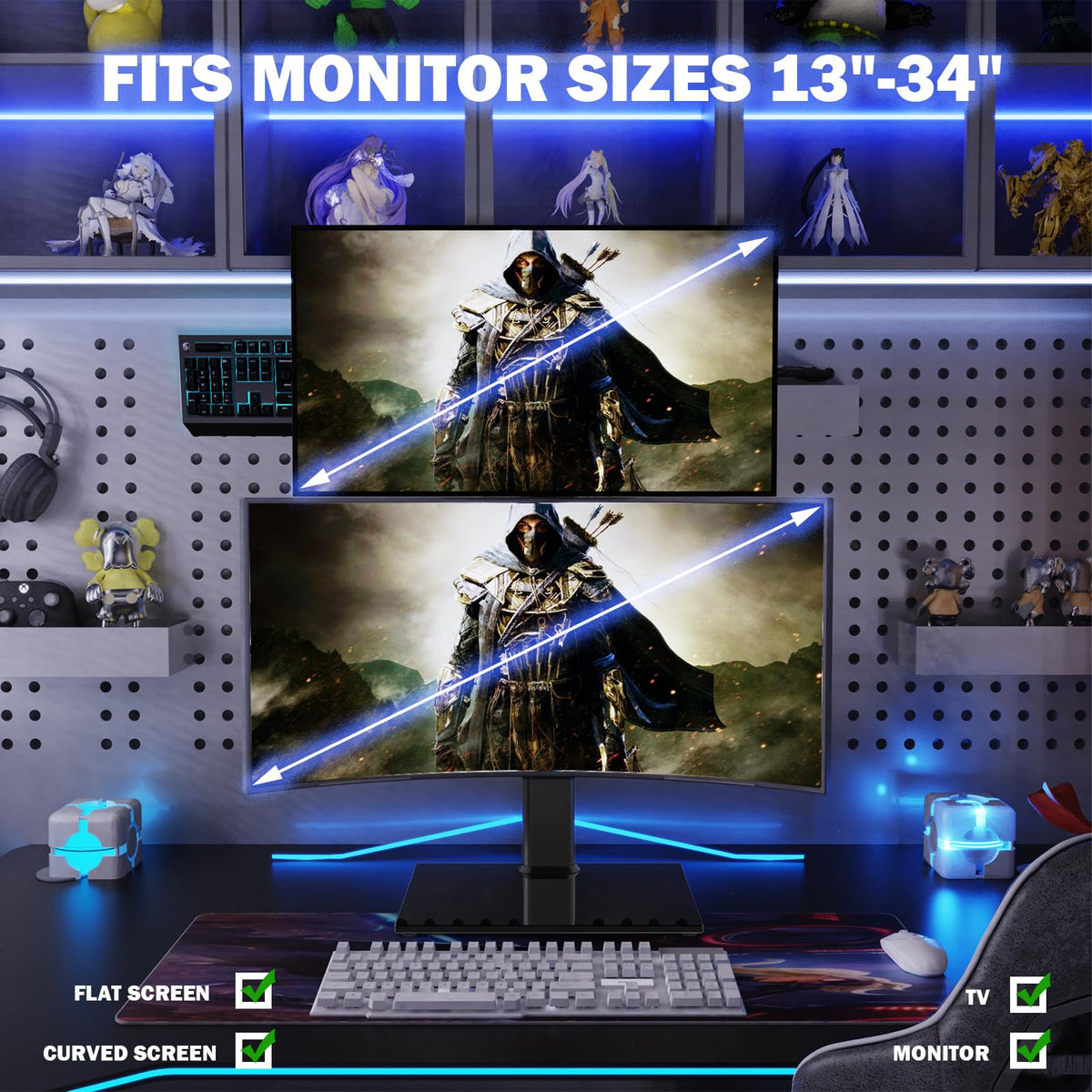 Hemudu Dual Monitor Stand Vertical Stack Black Free-Standing Riser NEW