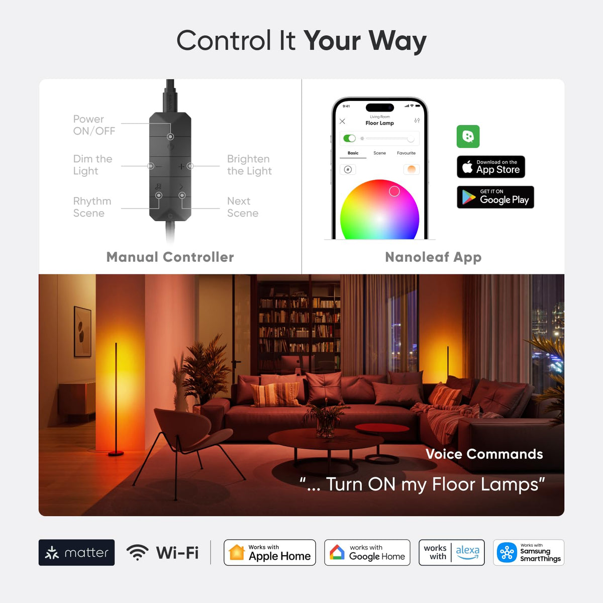 Nanoleaf Matter Smart Floor Lamp RGBTW LED White 1700lm NEW