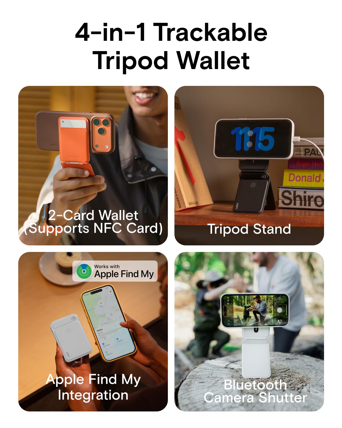 MOFT Trackable Tripods Tripod Wallet MagSafe Card Holder Misty Cove Grey NEW