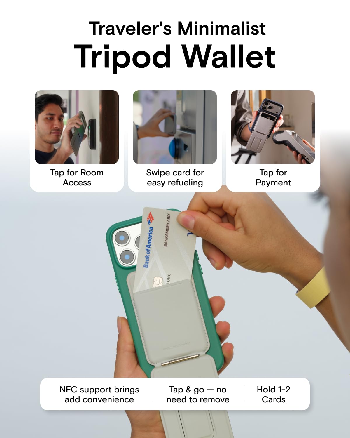 MOFT Trackable Tripods Tripod Wallet MagSafe Card Holder Misty Cove Grey NEW