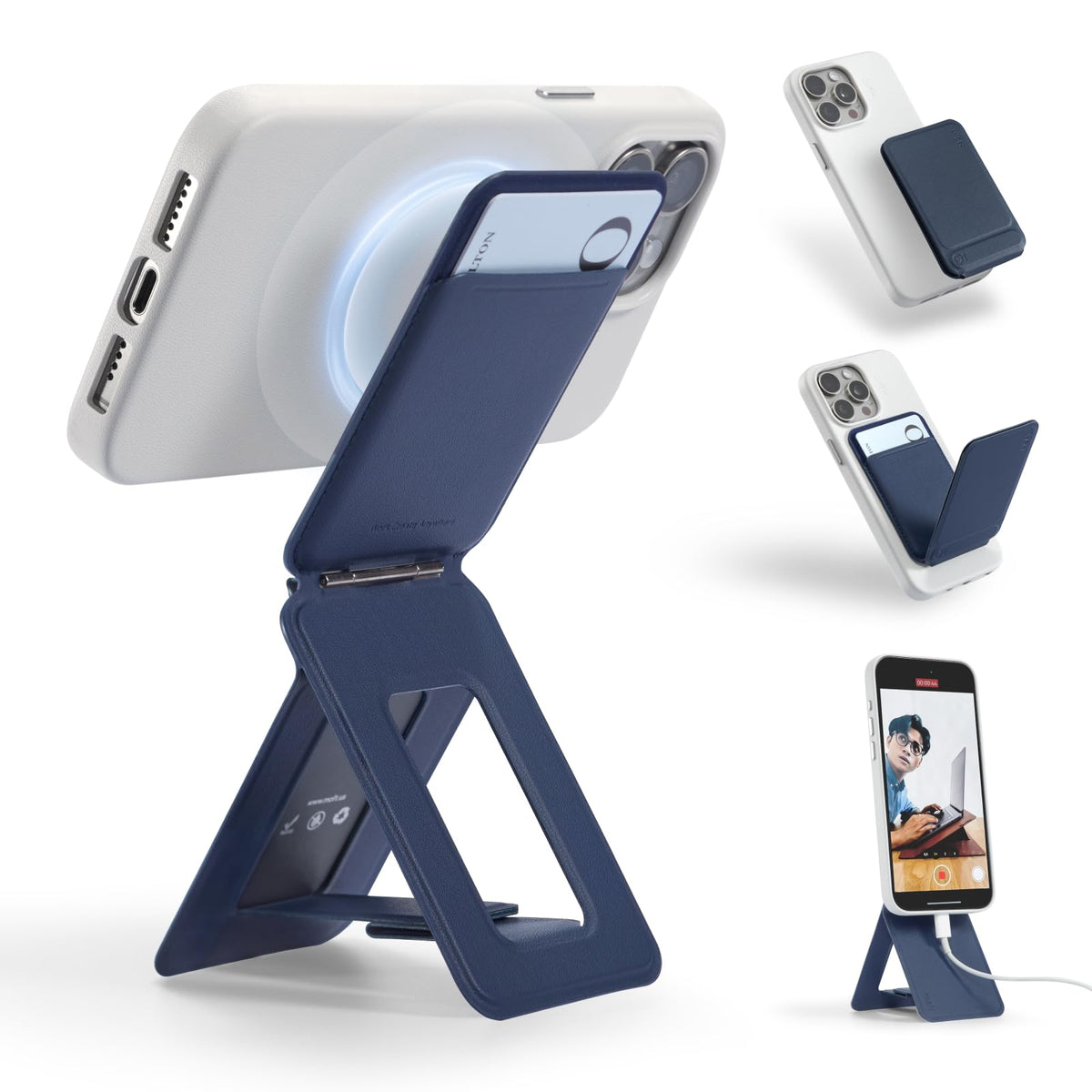 MOFT Phone Tripods Tripod Wallet Navy Blue with Card Slot Portable NEW