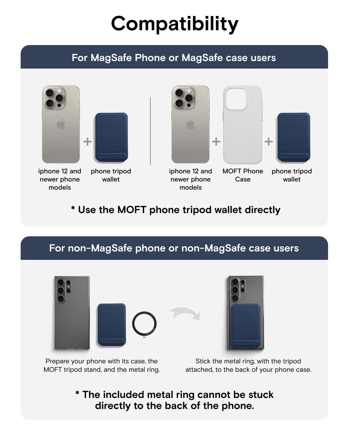 MOFT Phone Tripods Tripod Wallet Navy Blue with Card Slot Portable NEW