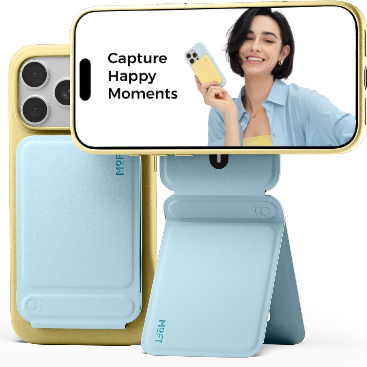 MOFT Snap Tripods Phone Holder Light Blue Vegan Leather Without Card Holder DEMO