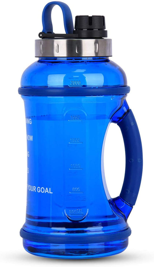FORWEWAY 2.2L Blue Motivational Sports Water Bottle - BPA-Free Leak-Proof NEW