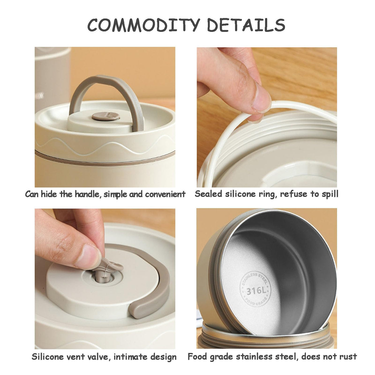 Belovia Stainless Steel 2 Bento Box Portable Insulated Lunch Beige NEW