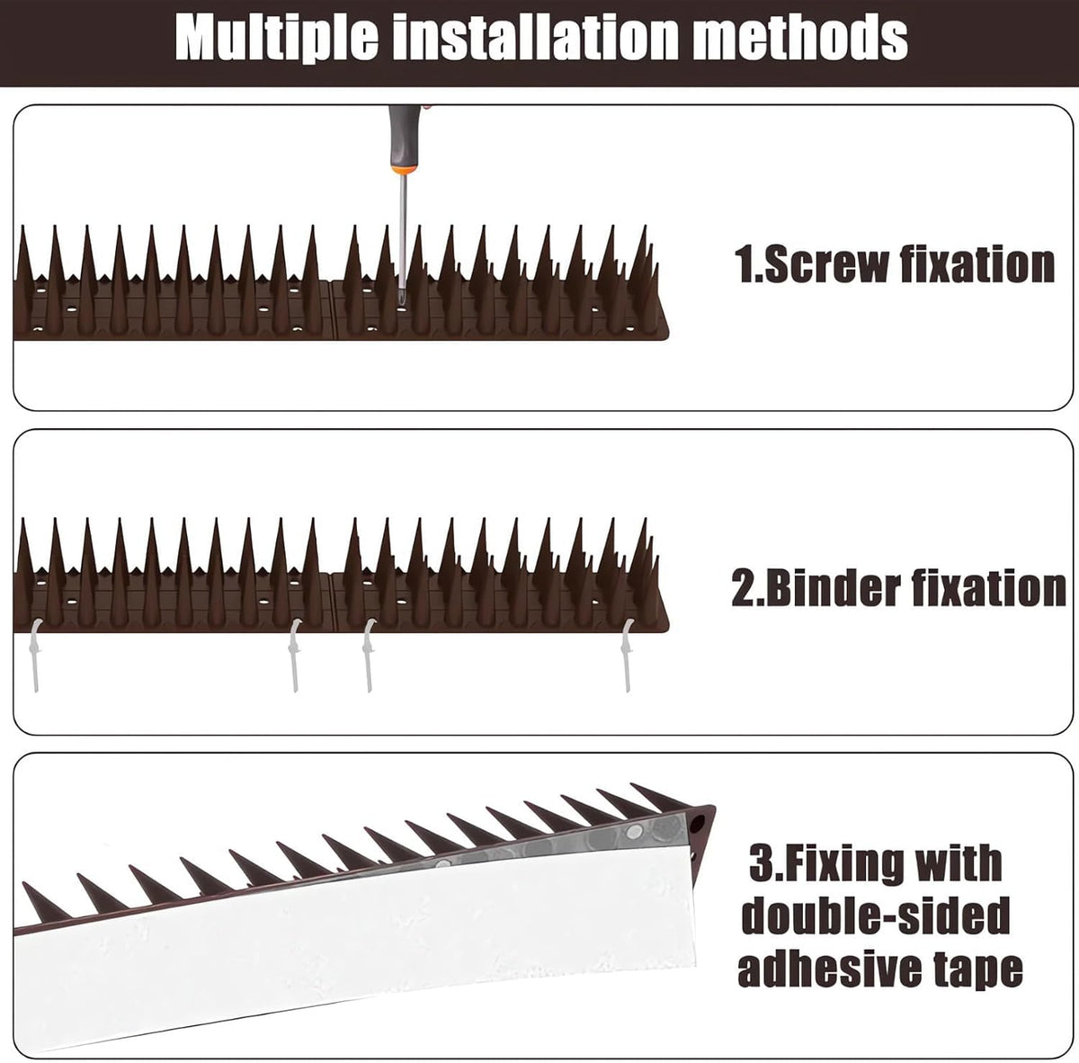 ZDZX Black Plastic Bird Spikes Anti-Pest Deterrent for Backyard NEW
