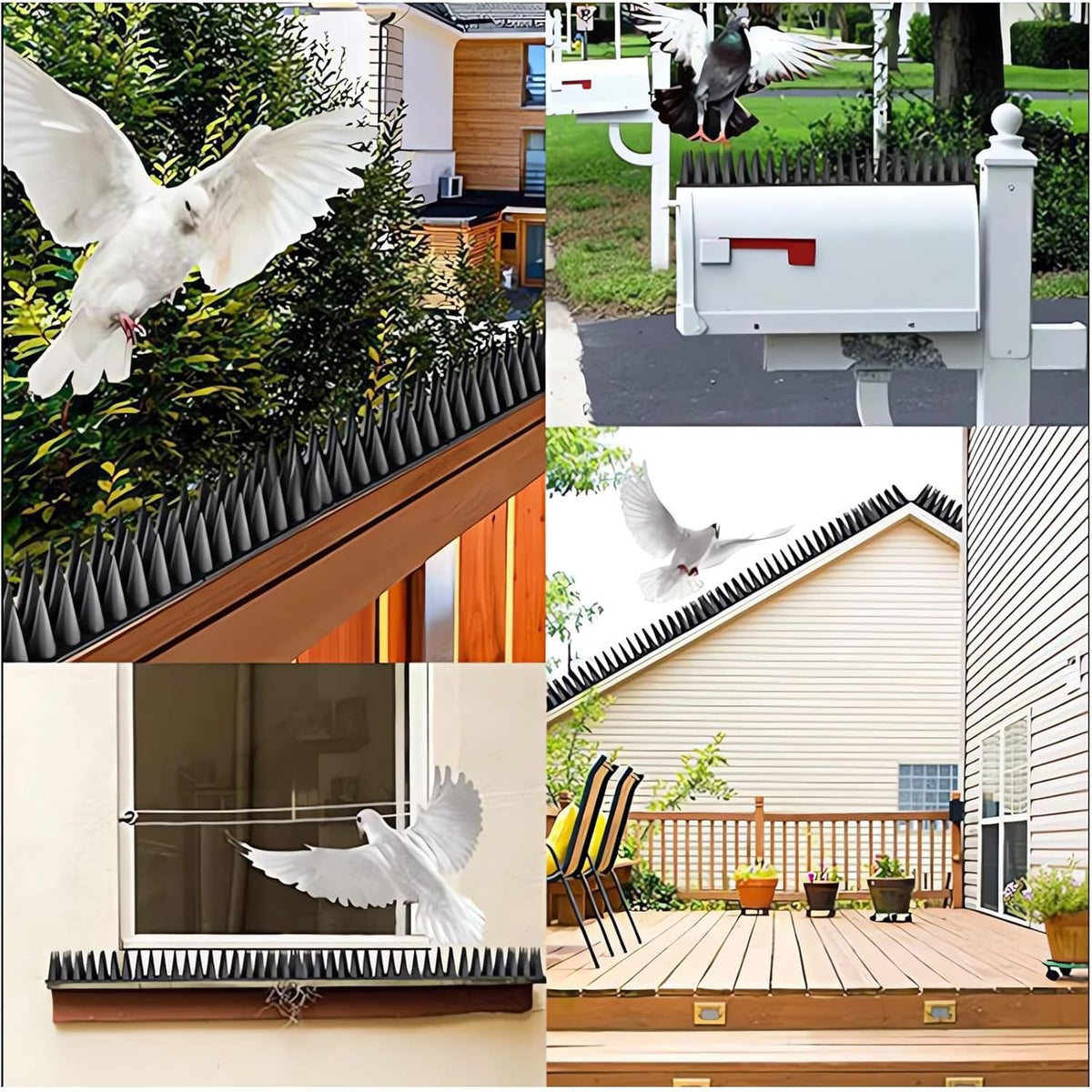ZDZX Black Plastic Bird Spikes Anti-Pest Deterrent for Backyard NEW