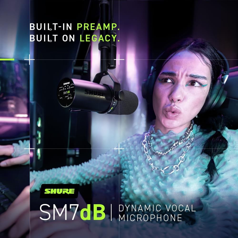 Shure SM7dB Active Dynamic Cardioid Microphone Black - Broadcast DEMO