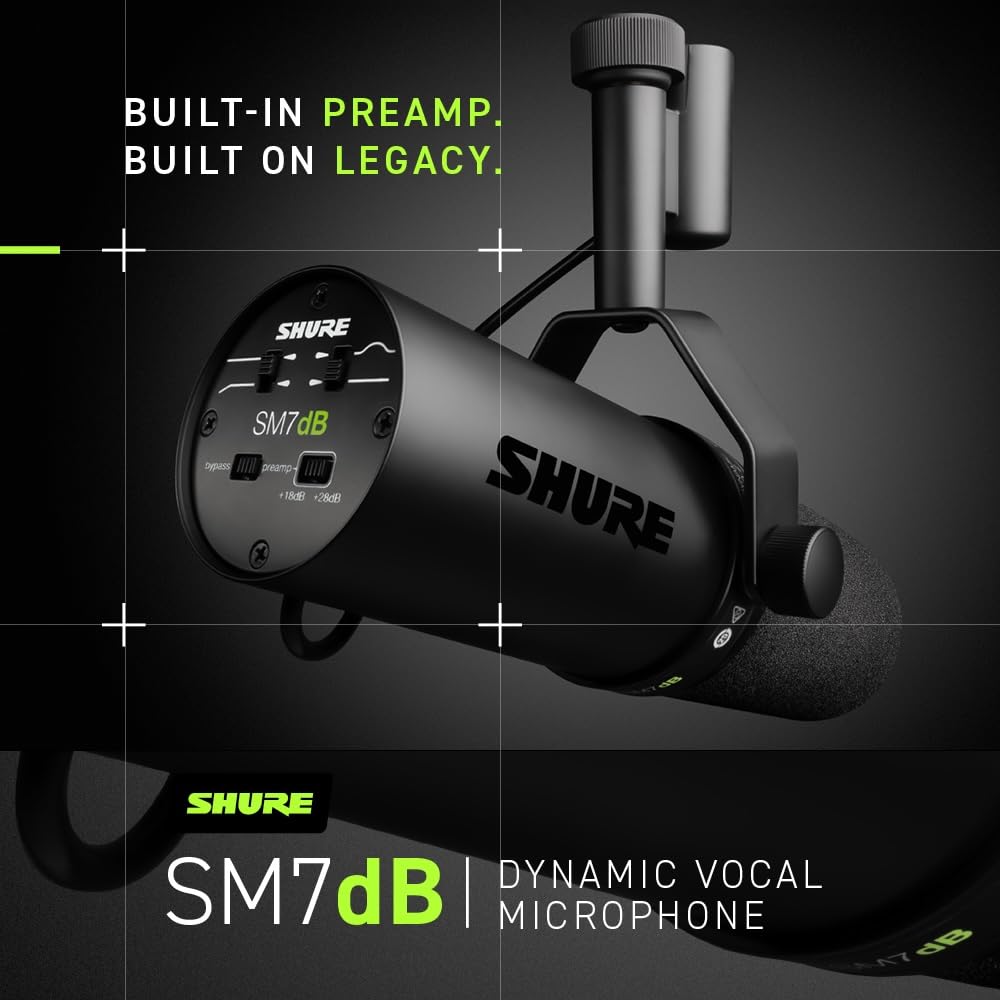 Shure SM7dB Active Dynamic Cardioid Microphone Black - Broadcast DEMO