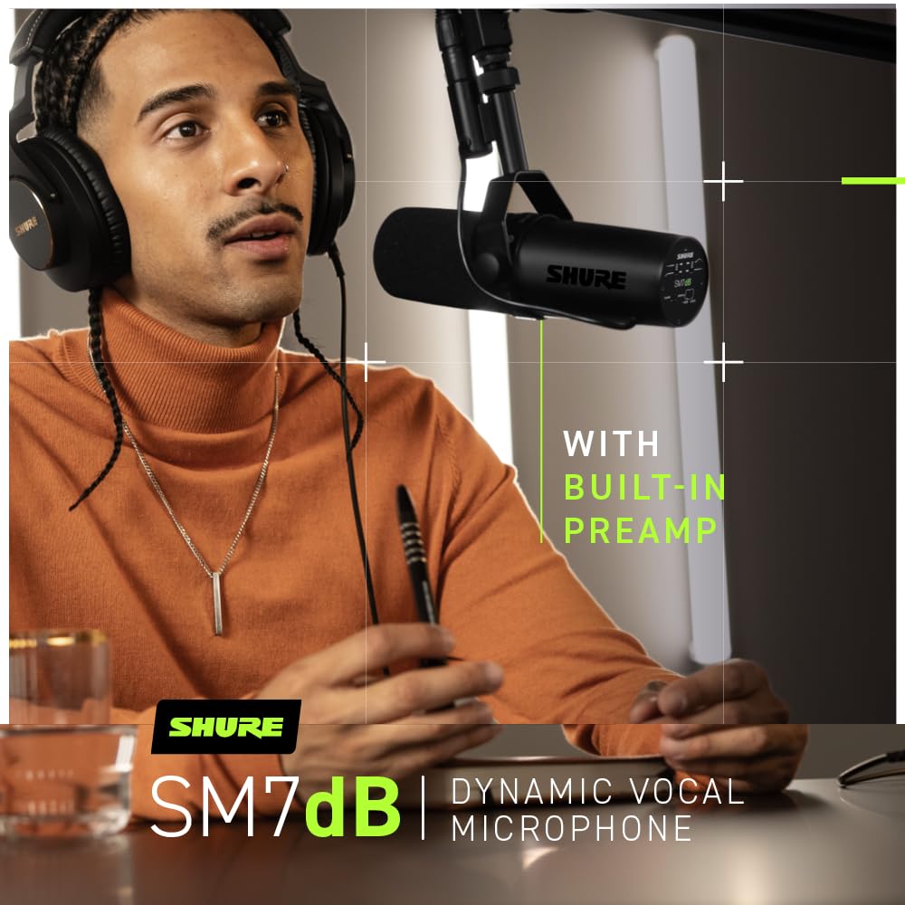 Shure SM7dB Active Dynamic Cardioid Microphone Black - Broadcast DEMO