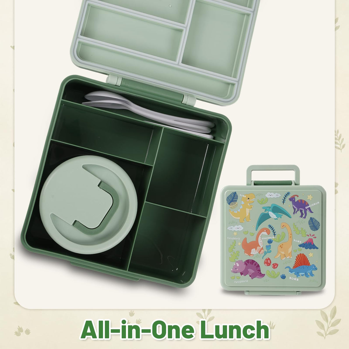 NobleHaus Kids Bento Box 1800ML Lunch Container Green Leak-Proof NEW