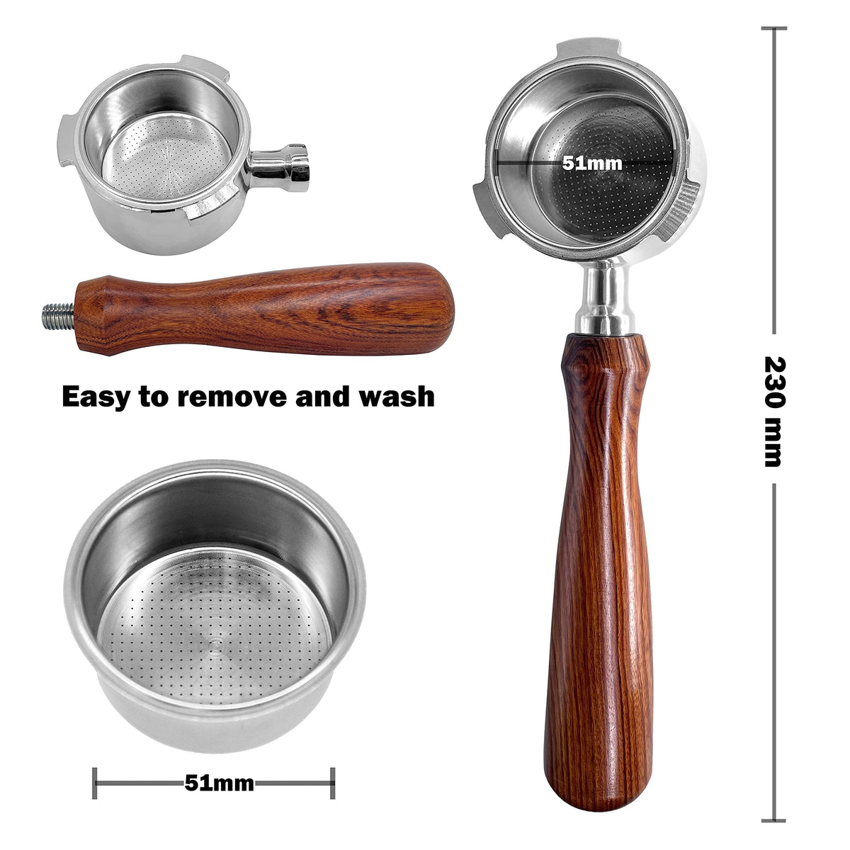 NEOUZA 51mm Espresso Bottomless Portafilter Stainless Steel Model 001 NEW