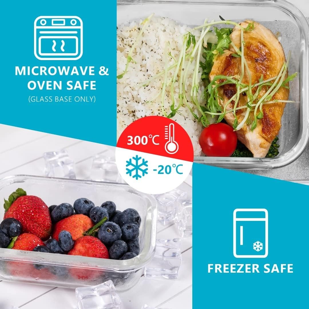Igluu Meal Container Sets Prep Glass Containers 370ml 5 Pcs with Grey Lids DEMO