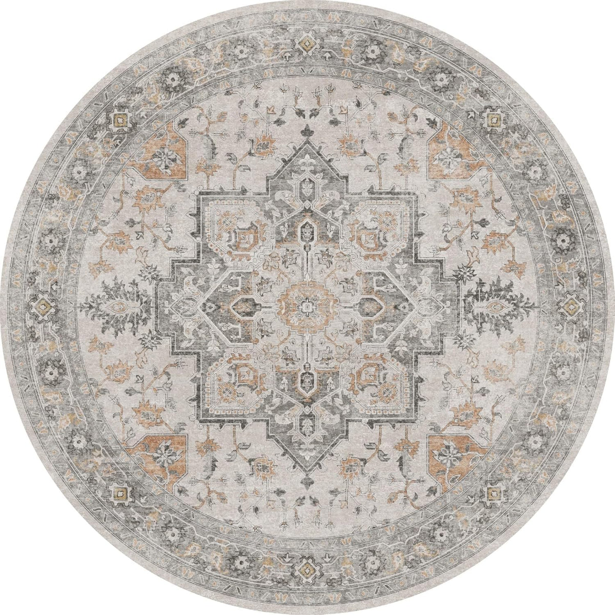 HAOLEYAO Round Area Rug Machine Washable Low Pile Taupe Size 150 cm NEW