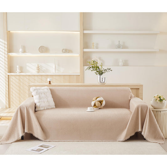 GeLaozee Washable Chenille Sofa Slipcover Loveseat Cover Khaki 180 x 340cm NEW