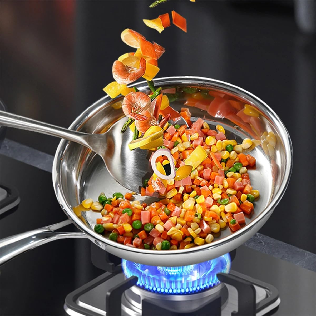 Stainless Steel Frying Pan 3-Ply Induction Cooktop Oven Safe 28cm NEW