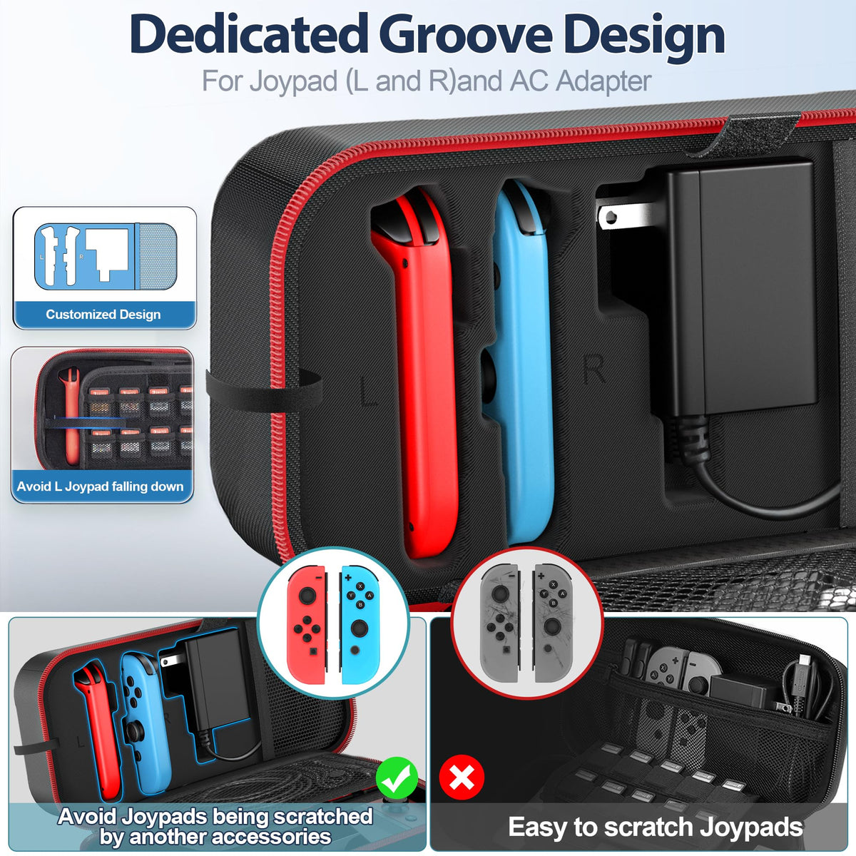 OIVO Switch Cases OLED Carrying Case Red Portable Storage Nylon NEW