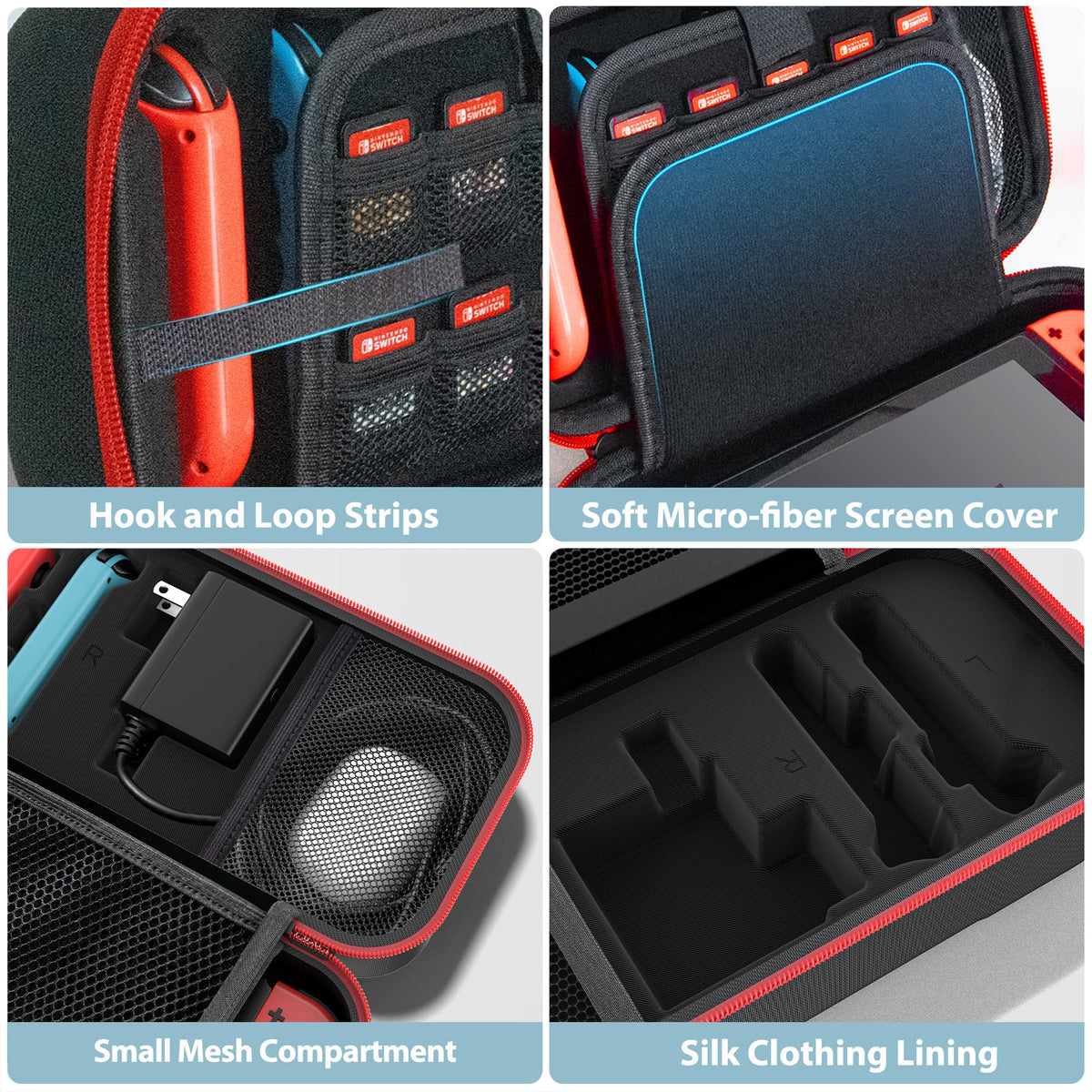 OIVO Switch Cases OLED Carrying Case Red Portable Storage Nylon NEW
