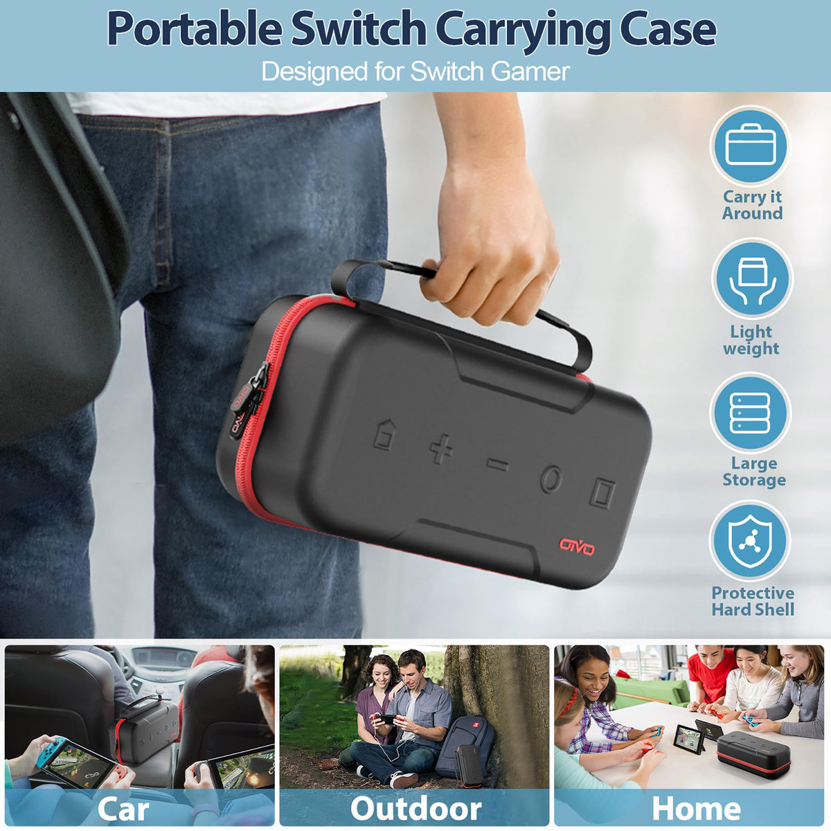 OIVO Switch Cases OLED Carrying Case Red Portable Storage Nylon NEW